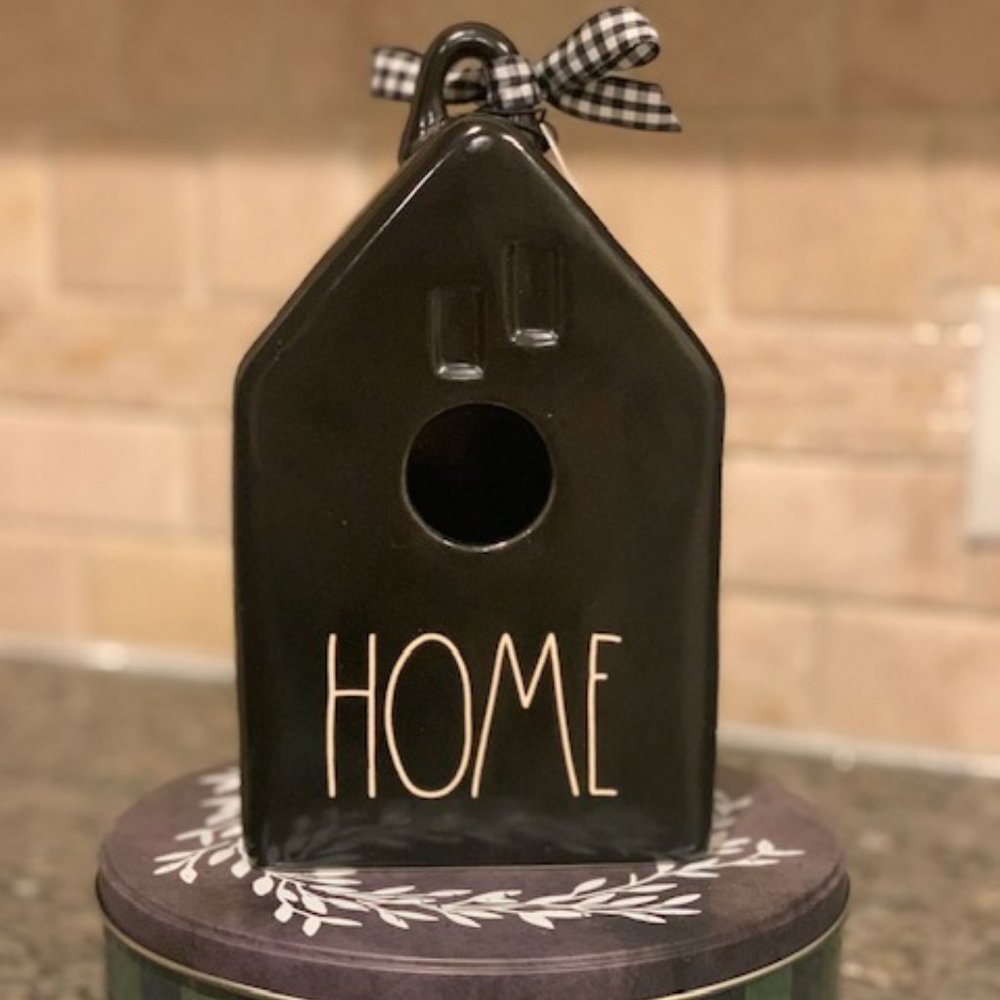 Rae Dunn,"HOME" birdhouse coating in black